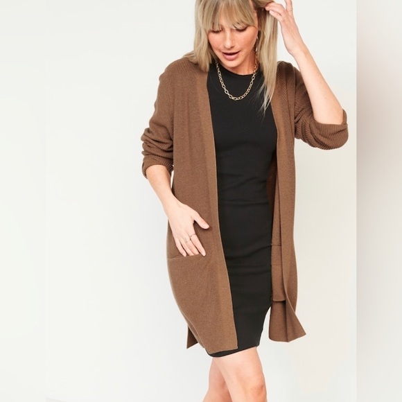 Old Navy Sweaters - NWT! Chestnut Brown Textured Shaker-Stitch Long-Line Open-Front Sweater - 2X ♠️